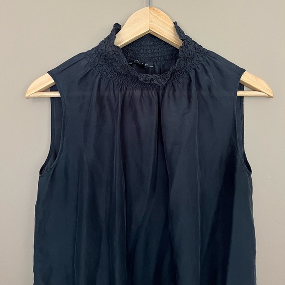 {Lafayette 148} High Neck Sleeveless Silk Blouse in Black - Womens XS - Picture 2 of 9